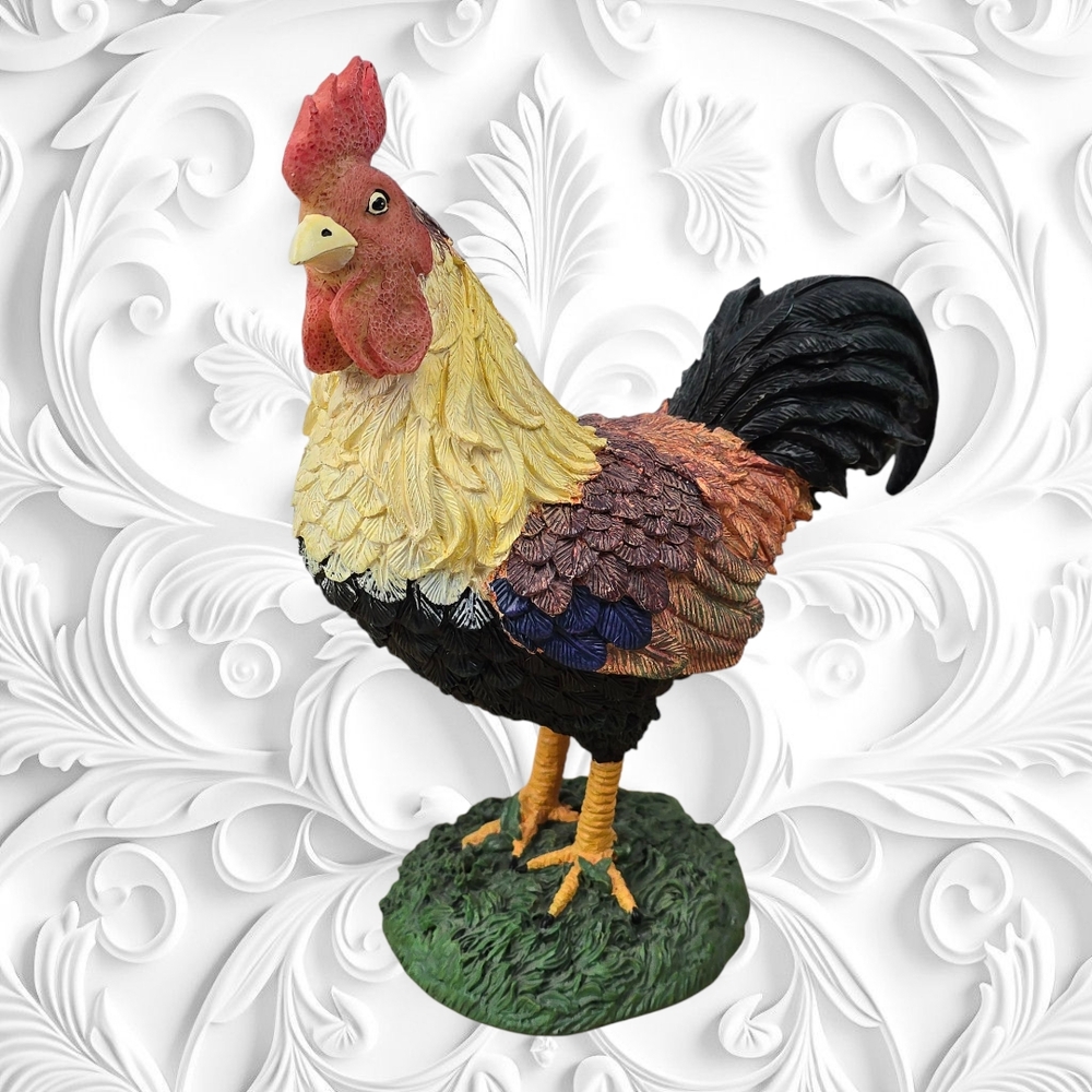 Vintage Colorful Rooster Figurine By Dennise East